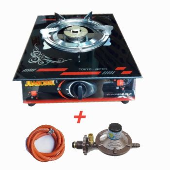 Mua Bếp Ga Đơn Mặt Kính Giá Rẻ + Van Gas Petrolimex + Dây gas Hàn Quốc (dùng bình gas 12kg)